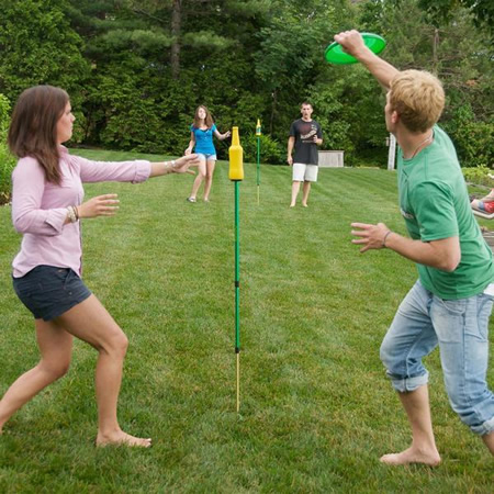 New Fun Disc Toss Game for Family Bottle Bash Standard Outdoor Game Set 
