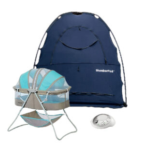 New package with a slumberpod, bassinet and sound machine included