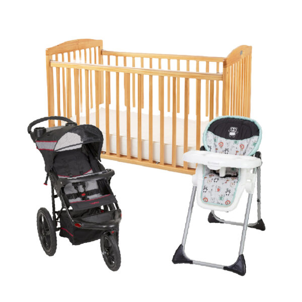 Crib, Single Jogger & High Chair Package
