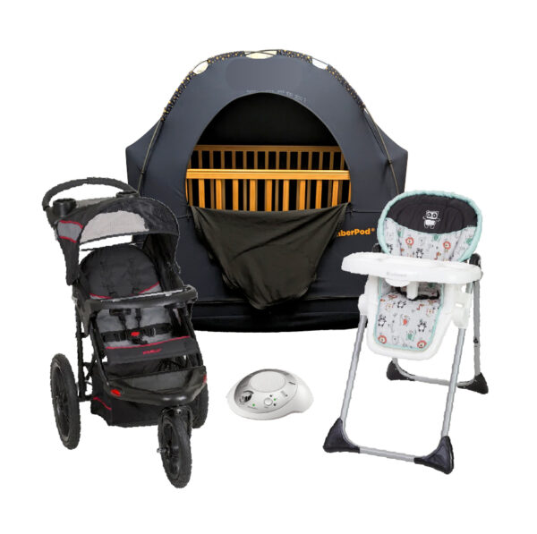 Crib, SlumberPod, High Chair, Single Jogger & Sound Machine Package